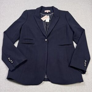Philosophy Republic Clothing Blazer Womens 12 Blue Collared Lined Pockets